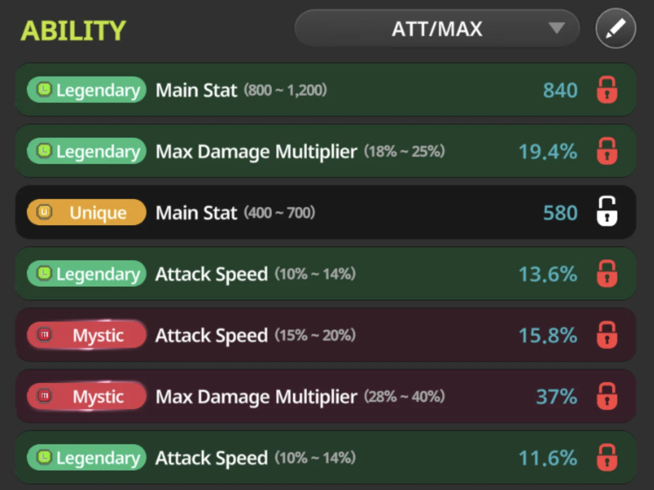 ATT/MAX ability preset